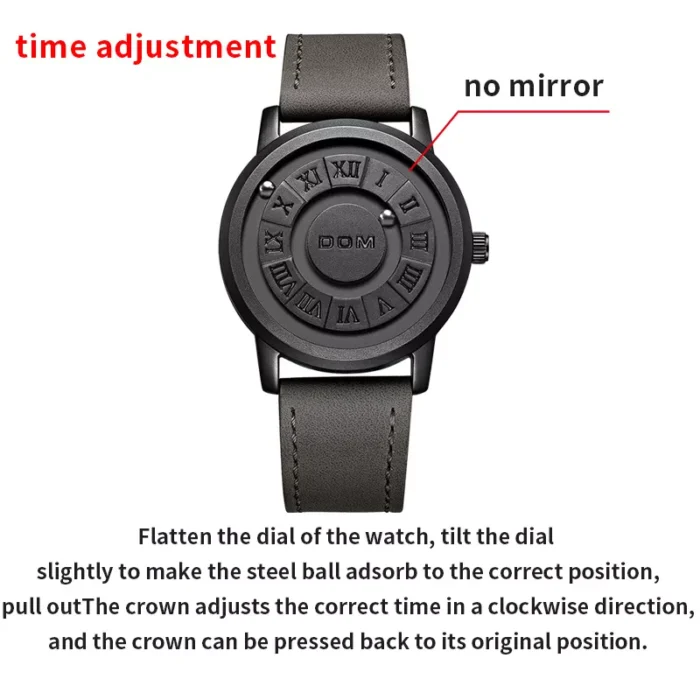 DOM Trend Concept New Personality Men's Watch Creative Scrolling Pointer magnetic force Fashion watch for men Waterproof M-1345 6