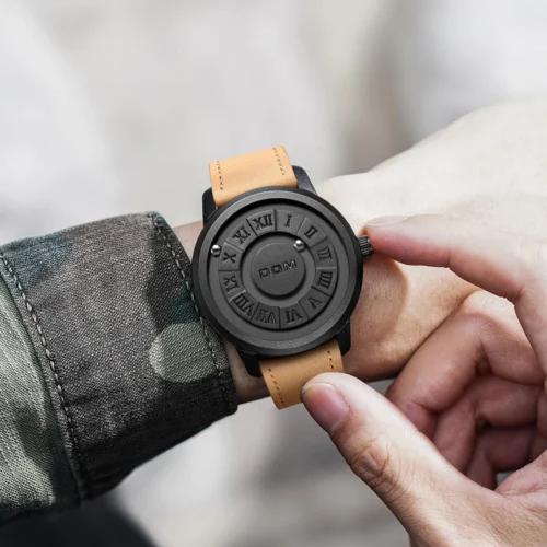 DOM trend concept personality men's watch creative rolling pointer magnetic ball magnetic men's fashion waterproof watch