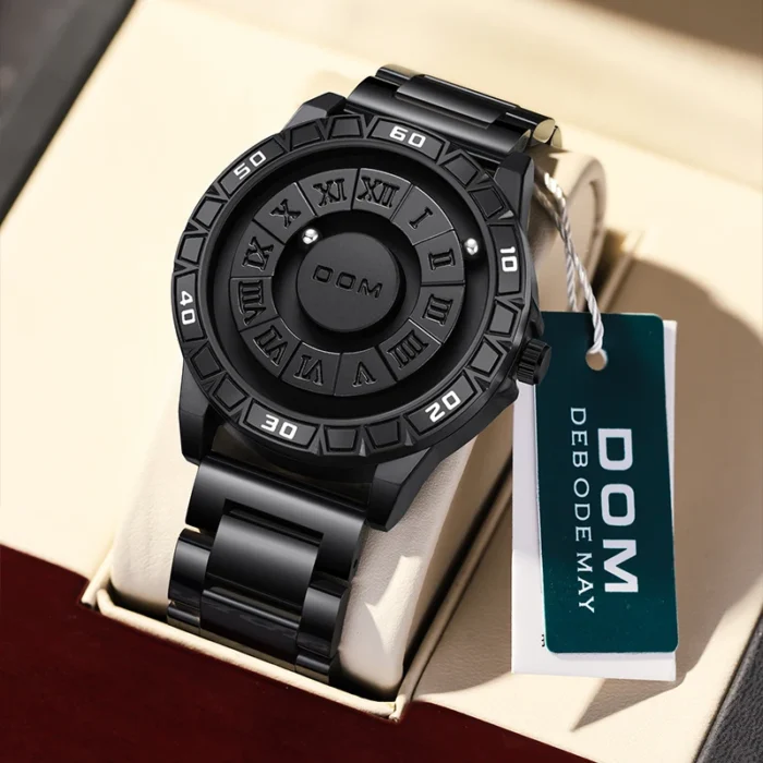 DOM Trendy Concept New Personality Men's Watch Creative Rolling Pointer Magnetic Men's Fashion Watch Waterproof Steel Band M1728 1