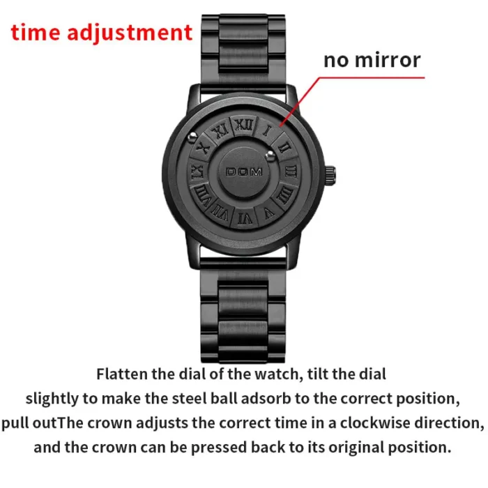 DOM Trend Concept New Personality Men's Watch Creative Scrolling Pointer magnetic force Fashion watch for men Waterproof M-1345 6