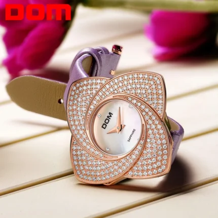 DOM Brand Unique Dial Design Watch Leather Wristwatches Fashion Crystal Watch Women Men Quartz Watch Relogio Feminino G-637 2