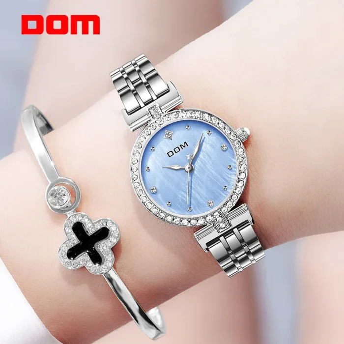 DOM Blue  Ladies Watch Women Creative Steel Ladies Bracelet watches for women Clock Relogio Feminino Montre Femme 2