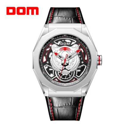 DOM Original Men's Waterproof Quartz Fashion Business Watch for MEN Top Brand  Leather Strap Unique Tiger Dial Design Watch 1