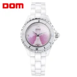 DOM Brand Fashion Watch Women Luxury Ceramic Wristwatch Women Dress Watch Casual Ceramic Clock Relogio Feminino T-598K 1