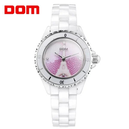 DOM Brand Fashion Watch Women Luxury Ceramic Wristwatch Women Dress Watch Casual Ceramic Clock Relogio Feminino T-598K 1