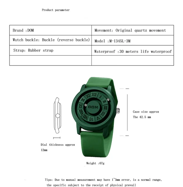 DOM 1345 Men’s Ball Bearing Minimalist Quartz Watch - Image 7