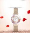 DOM 1613 Women’s Rose Crystal Quartz Watch – White Leather & Waterproof - Image 3