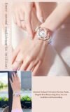 DOM 1613 Women’s Rose Crystal Quartz Watch – White Leather & Waterproof - Image 2