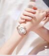 DOM 1613 Women’s Rose Crystal Quartz Watch – White Leather & Waterproof - Image 6
