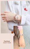DOM 1613 Women’s Rose Crystal Quartz Watch – White Leather & Waterproof - Image 5