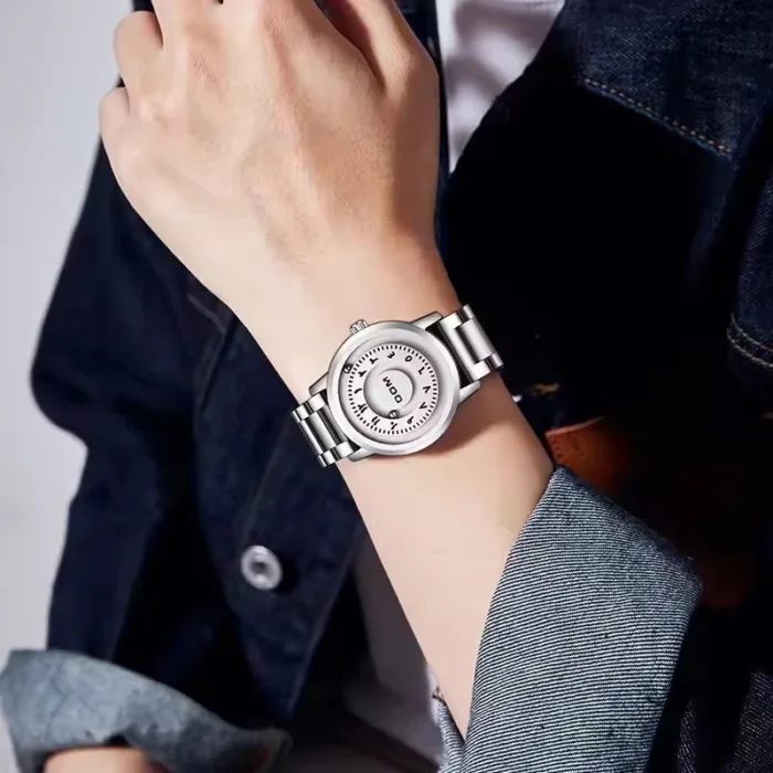 DOM 1769 Men’s Magnetic Scrolling Beads Quartz Watch – Antique Coin Design - Image 6